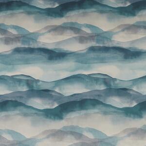 ILiv Landscape Digitally Printed Velvet Fabric Cobalt