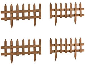 Outsunny Pack of 24 Wooden Border Fences, Garden Fixed Picket Fence for Lawn Edging, Flowerbed, 60L x 1D x 34H cm, Brown