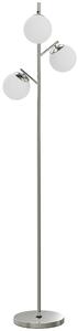 HOMCOM 3-Light Tree Floor Lamps for Living Room, Modern Standing Lamp for Bedroom with Globe Lampshade, 3000K/4000K/6000K Colour Temperatures, Steel Base, Silver Tone