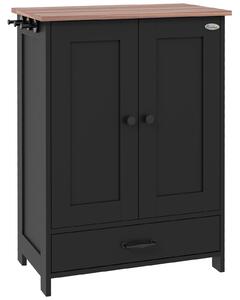 PawHut Pet Feeding Station with Raised Dog Bowls, Adjustable Panel, Hooks, Black
