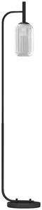 HOMCOM Floor Lamp for Living Room with Glass Lampshade, Modern Standing Lamp with Foot Switch for Bedroom, Bulb not Included, Black