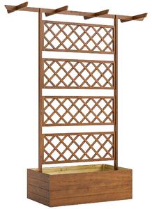 Outsunny Planter Box with Wooden Decorative Trellis Raised Bed for Climbing Plants, Garden and Patio Use, Orange Aosom UK