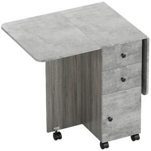 HOMCOM Foldable Dining Table, Drop Leaf Table with Drawers and Storage Cabinet