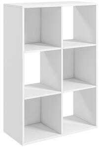 HOMCOM 6 Cubes Storage Unit, 3-Tier Particle Board Bookcase Organiser for Home Office, White Aosom UK