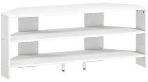 HOMCOM Corner TV Stand with 2 Open Shelves for 47 Inch TV - White