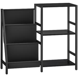 HOMCOM 3-Tier Record Player Stand, End Table for Living Room, Bedroom - Black Wood Effect