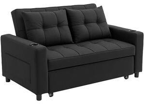 HOMCOM Two-Seater Pull-Out Sofa Bed - Black