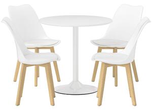 HOMCOM Five-Piece Modern Dining Set - White