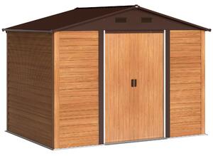 Outsunny 9 x 6ft Galvanised Steel Shed - Brown Wood-Effect