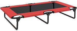 PawHut Portable Raised Dog Bed, Elevated Pet Cot with Breathable Mesh for Indoor Outdoor, for Large Dogs, Red