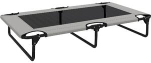 PawHut Portable Raised Dog Bed, Elevated Pet Cot with Breathable Mesh for Indoor Outdoor, for Large Dogs, Light Grey