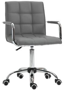 Vinsetto Mid Back PU Leather Home Office Desk Chair Swivel Computer Chair with Arm, Wheels, Adjustable Height, Grey Aosom UK