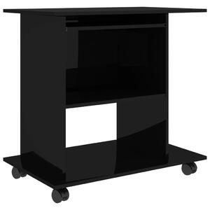 Computer Desk High Gloss Black 80x50x75 cm Engineered Wood