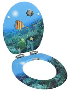 WC Toilet Seat with Soft Close Lid MDF Deep Sea Design