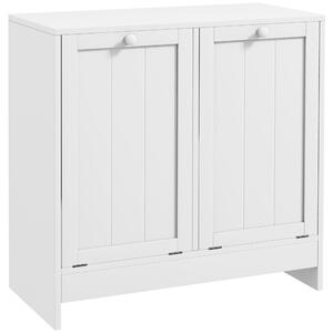 Kleankin Tilt-Out Laundry Cabinet, Modern Bathroom Cabinet with 2 Compartments for Bathroom Washroom, White Aosom UK