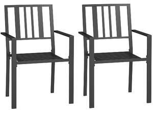 Outsunny Metal Slatted Dining Chairs: Durable, Weather-Resistant Seating for Patios, Sleek Black Finish Aosom UK