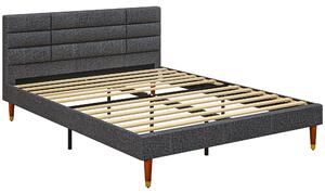 HOMCOM Upholstered King Bed Frame, with Slats - Grey Aosom UK