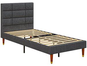 HOMCOM Upholstered Single Bed Frame, with Slats - Grey