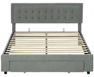 HOMCOM King Size Ottoman Bed Frame, with Front Drawer - Grey Aosom UK