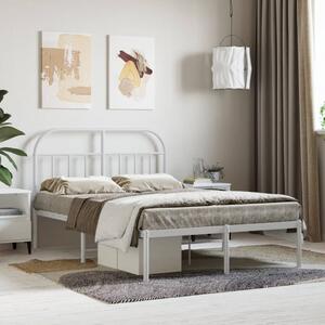 Metal Bed Frame without Mattress with Headboard White 120x190 cm Small Double