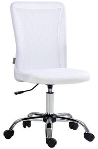 Vinsetto Computer Desk Chair, Mesh Office Chair with Adjustable Height and Swivel Wheels, Armless Study Chair, White