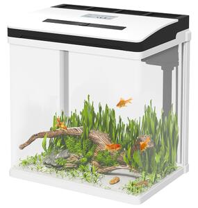 PawHut 13L Glass Aquarium Fish Tank with Filter, LED Lighting, for Betta, Guppy, Mini Parrot Fish, Shrimp, 29 x 20 x 30.5cm