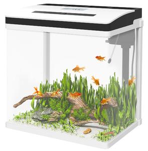 PawHut 28L Glass Aquarium Fish Tank with Filter, LED Lighting, for Betta, Guppy, Mini Parrot Fish, Shrimp, 38 x 26 x 39.5cm