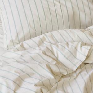 Mellow Green Slumber Stripe Kids Cotton Bedding Set | Cot | Piglet in Bed