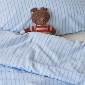 Pale Blue Favourite Shirt Stripe Kids Cotton Bedding Set | Cot | Piglet in Bed