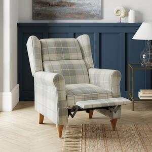 Return - Oswald Padded Pushback Check Armchair, Grey Check