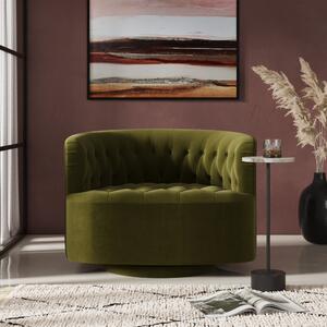 Elena Buttoned Swivel Chair Olive