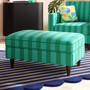 Zoe Elements Two Tone Woven Stripe Footstool Woven Stripe Emerald Green and Teal