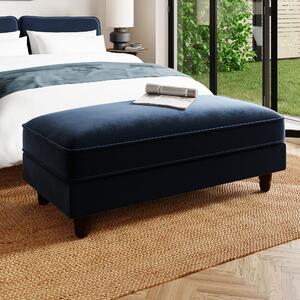 Beatrice Matte Velvet Long Footstool with Storage Luxe Navy