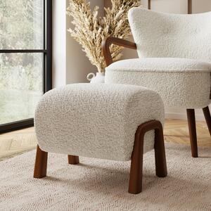 Curved Wooden Footstool, Borg Ivory