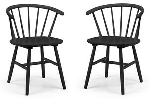 Modena Set Of 2 Dining Chairs, Rubberwood Black