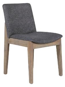 Fenwick Wooden Dining Chair With Fabric Seat In Dark Grey