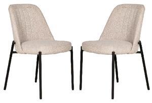 Ferndale Natural Fabric Dining Chairs With Black Legs In Pair