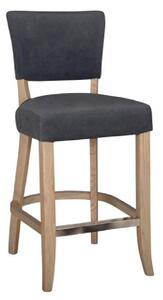 Dothan Velvet Bar Chair With Oak Legs In Dark Grey