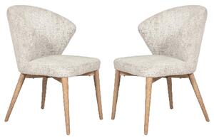 Elkhorn Natural Fabric Dining Chairs With Oak Legs In Pair