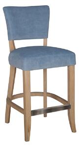 Dothan Velvet Bar Chair With Oak Legs In Blue