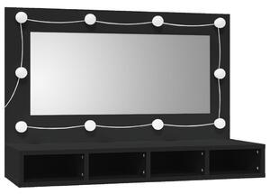 Mirror Cabinet with LED Black 90x31.5x62 cm