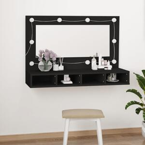 Mirror Cabinet with LED Black 90x31.5x62 cm