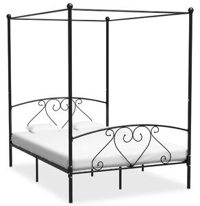 Canopy Bed Frame Black Metal 140x200 cm