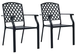 Stackable Outdoor Chairs 2 pcs Steel Black