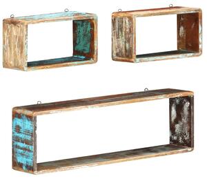 3 Piece Wall Cube Shelf Set Soild Reclaimed Wood