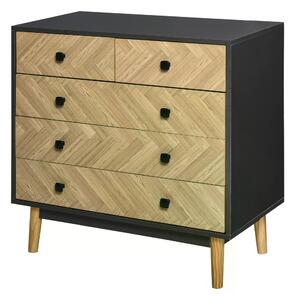 HOMCOM Chest of Drawers, 5-Drawer Storage Cabinet with Metal Handles, Freestanding Dresser for Bedroom or Living Room