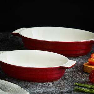 Barbary & Oak Set of 2 Oval Oven Dishes Red