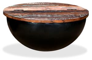 Coffee Table Solid Reclaimed Wood Black Bowl Shape