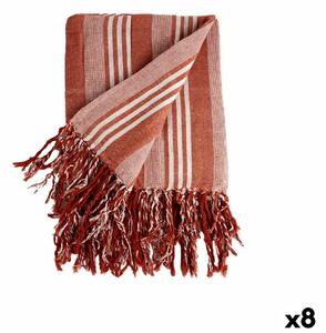 Multipurpose throw Stripes 235 x 205 cm White Red (8 Units)