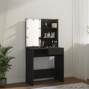 Dressing Table with LED Black 74.5x40x141 cm